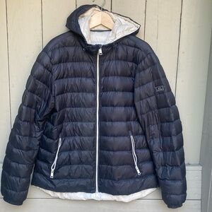A/X ARMANI EXCHANGE Mens XL lightweight puffer jacket with hoodie and double zip